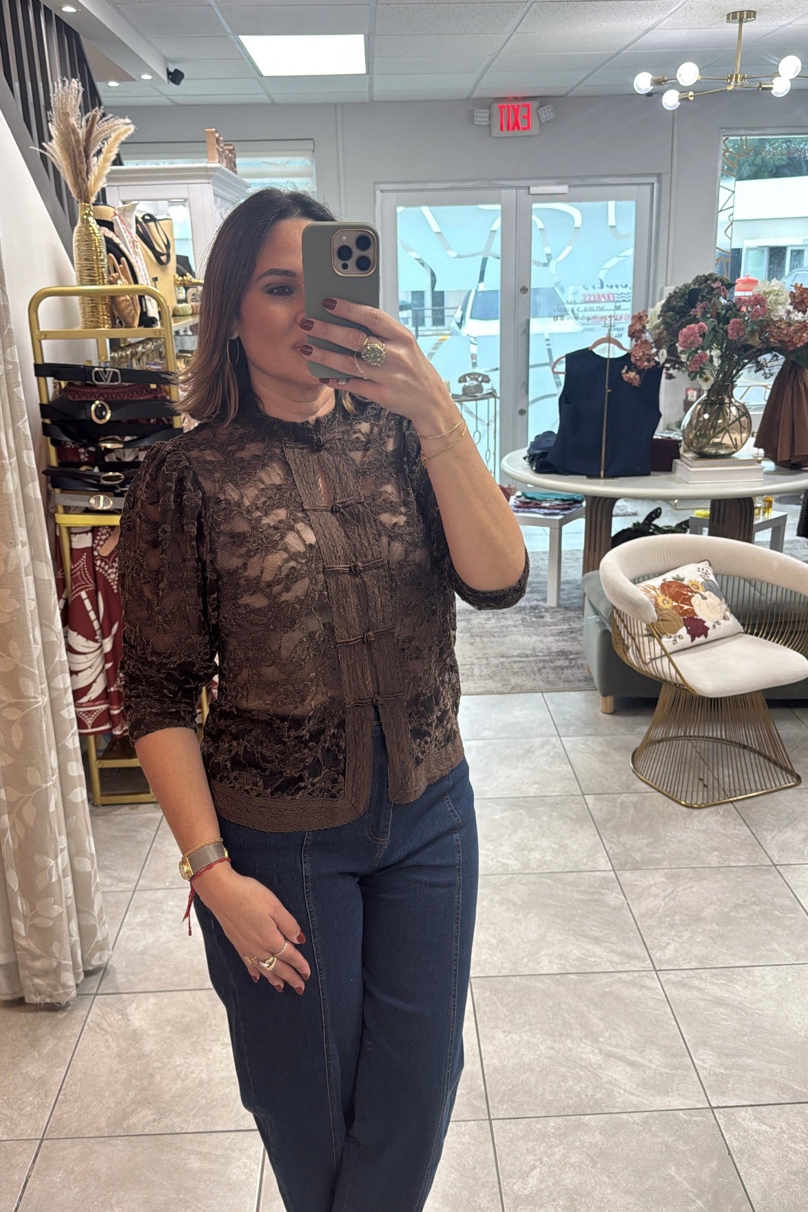 Brown Lace Top