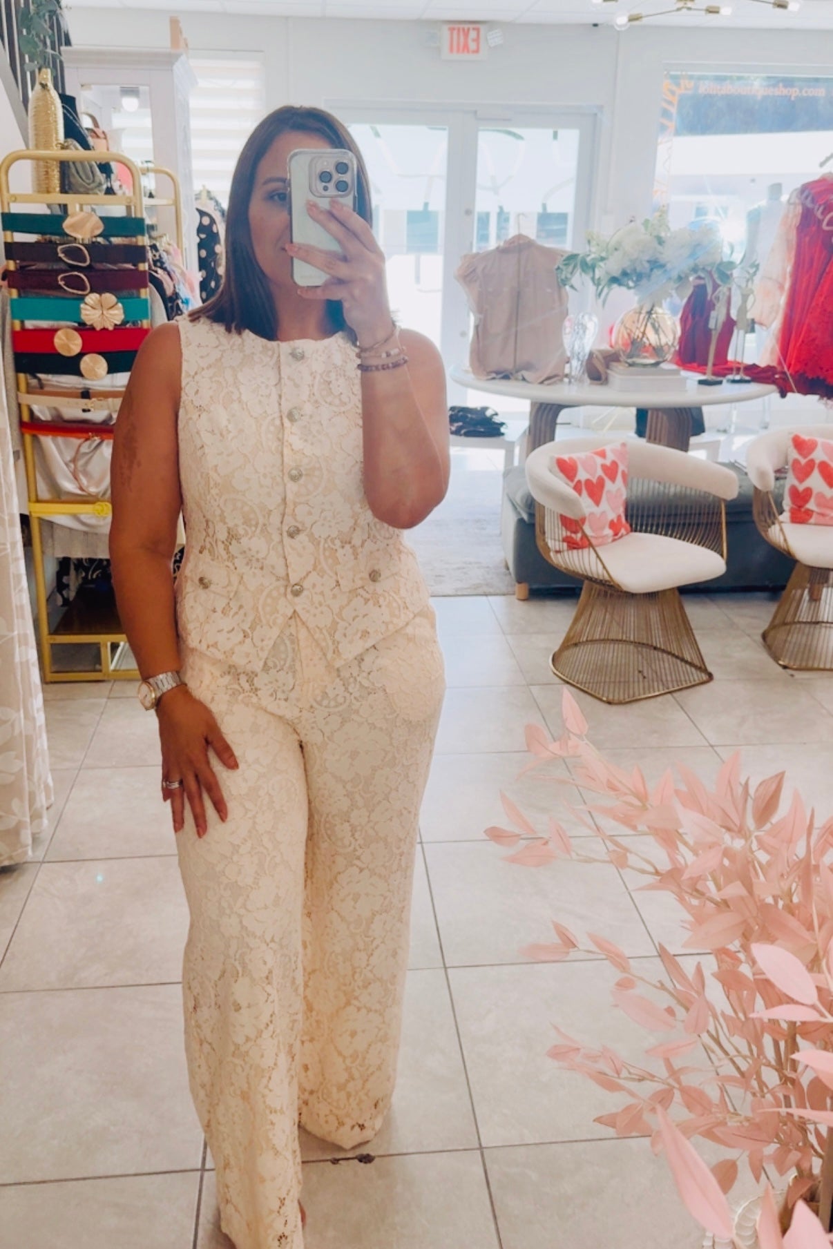 Lace Peach Pant