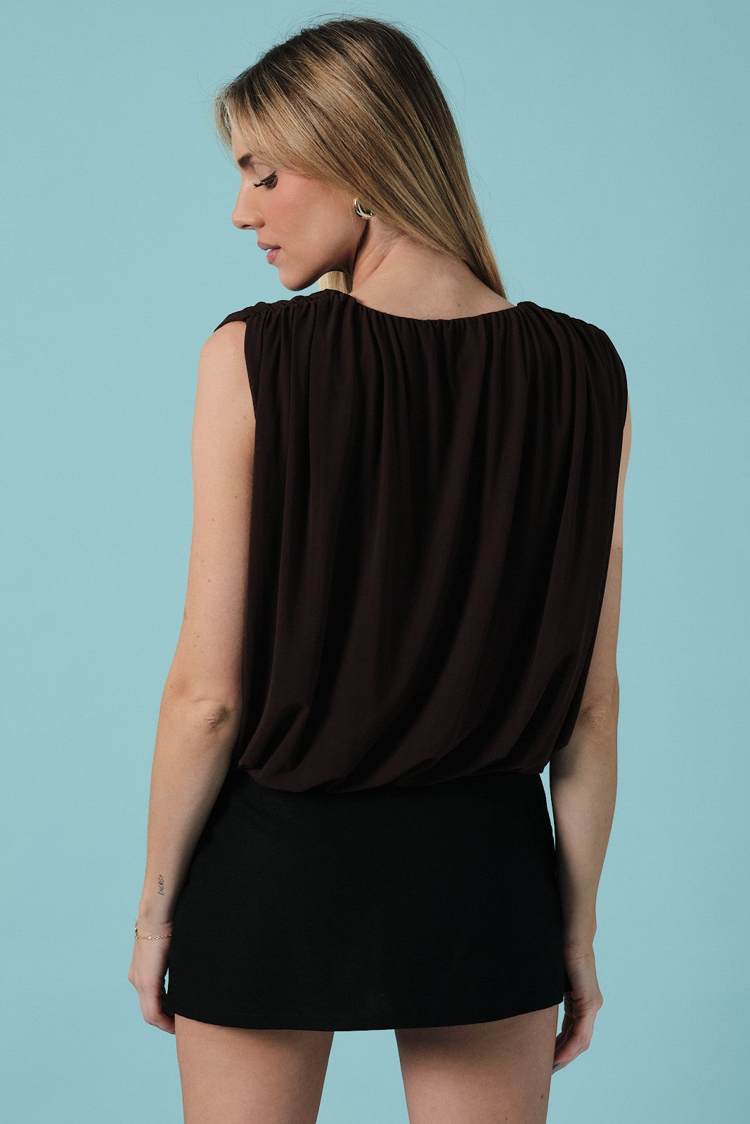 Draped Mesh Top