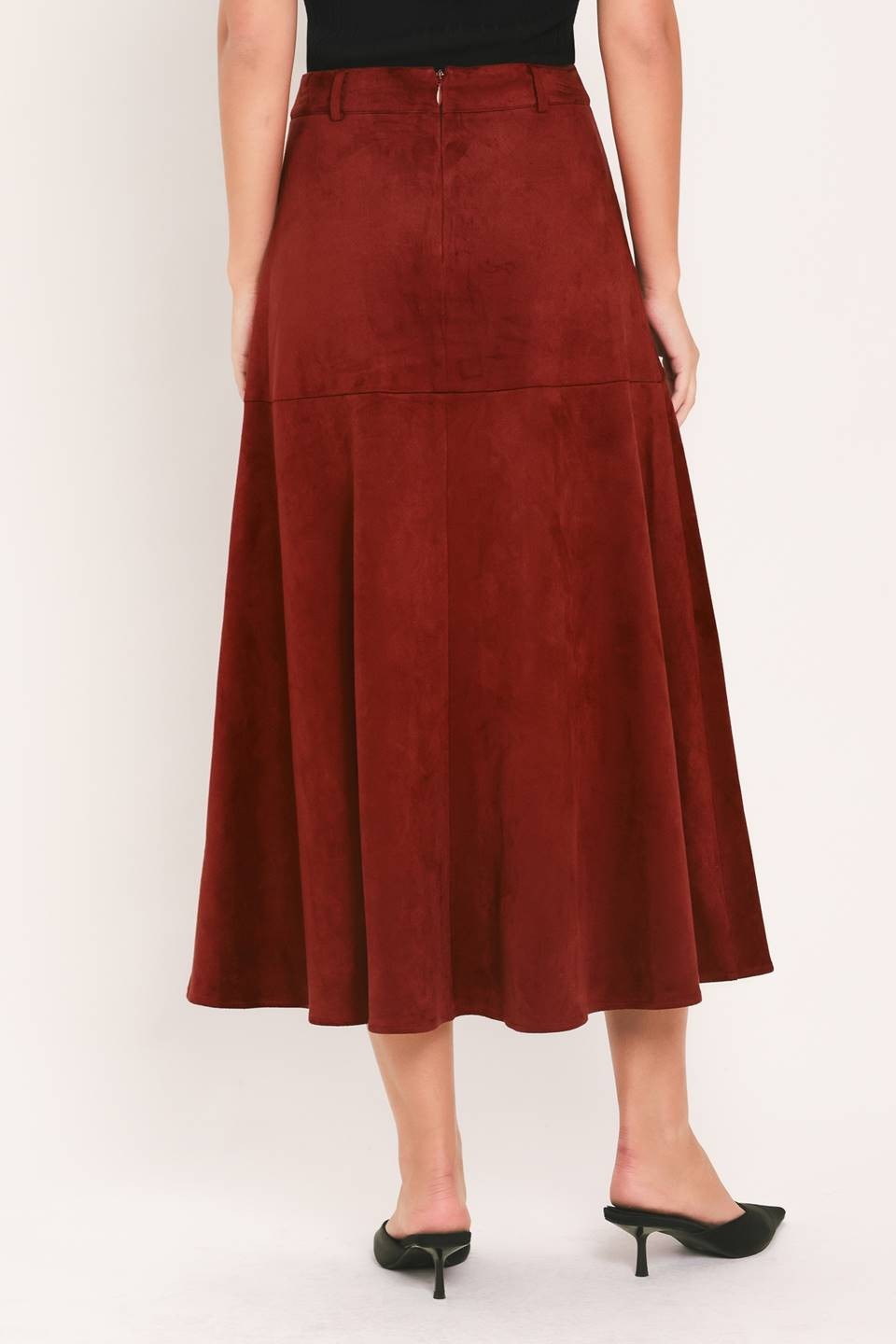 Brick faux suede skirt