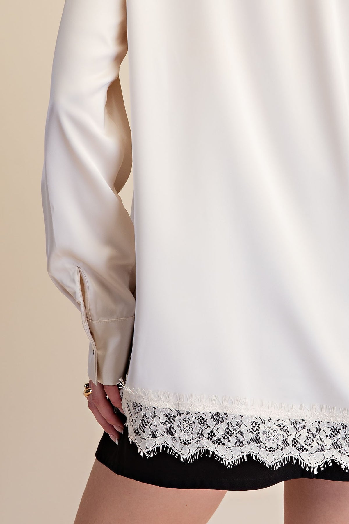 Lace Satin Effect Blouse