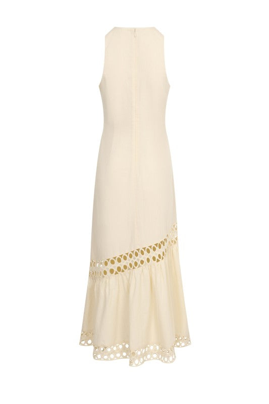 Cutwork Beige Dress