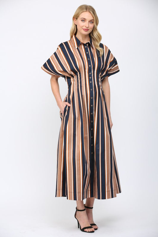 Navy stripe midi dress