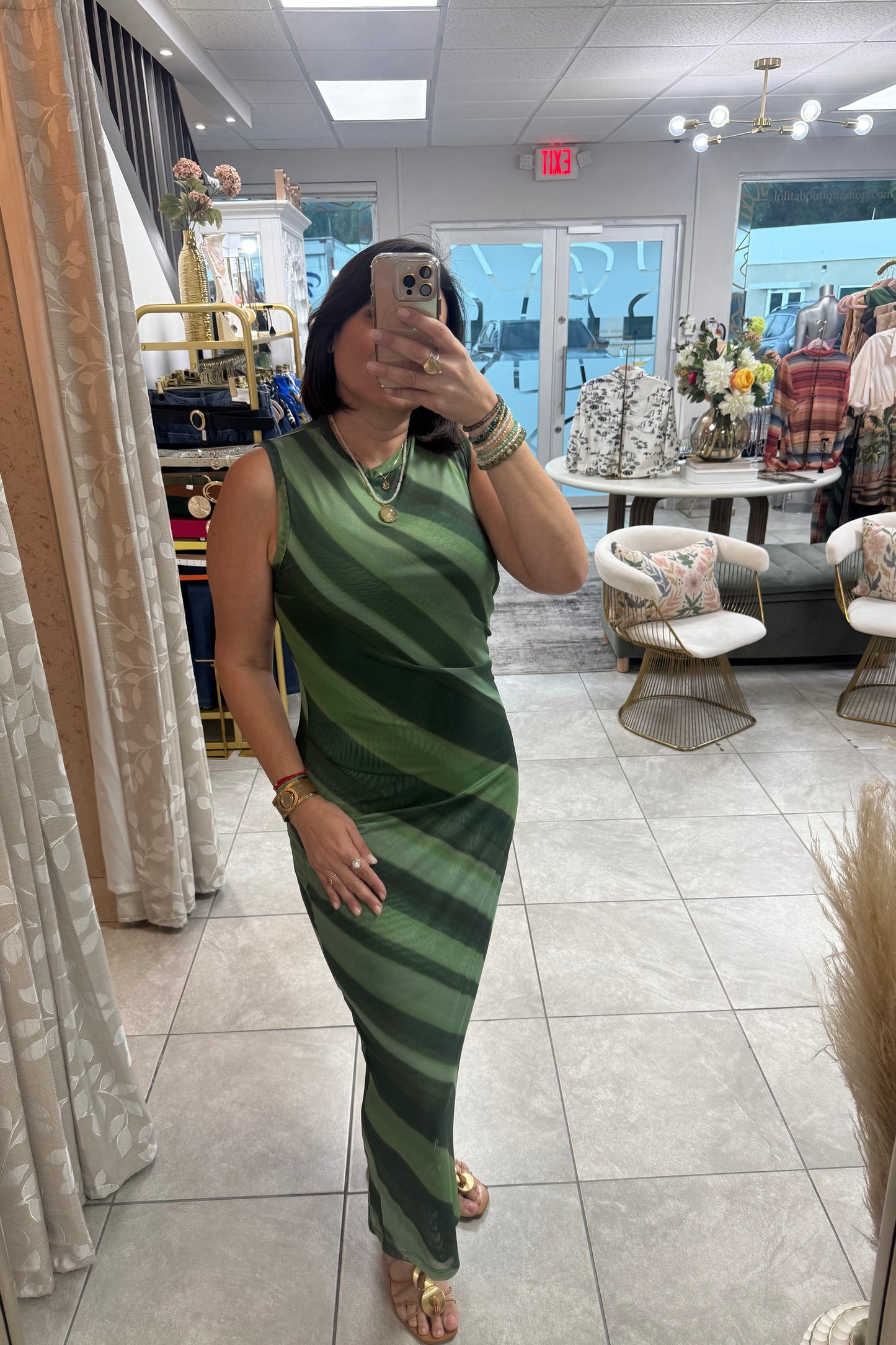 Forest Midi Mesh Dress
