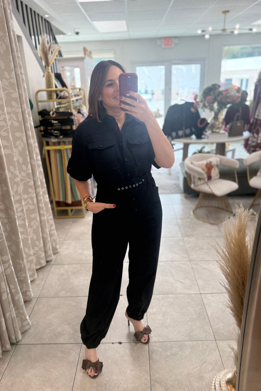 Navy Cargo Jumpsuit