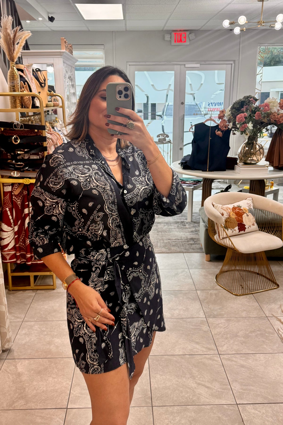Navy Paisley Top
