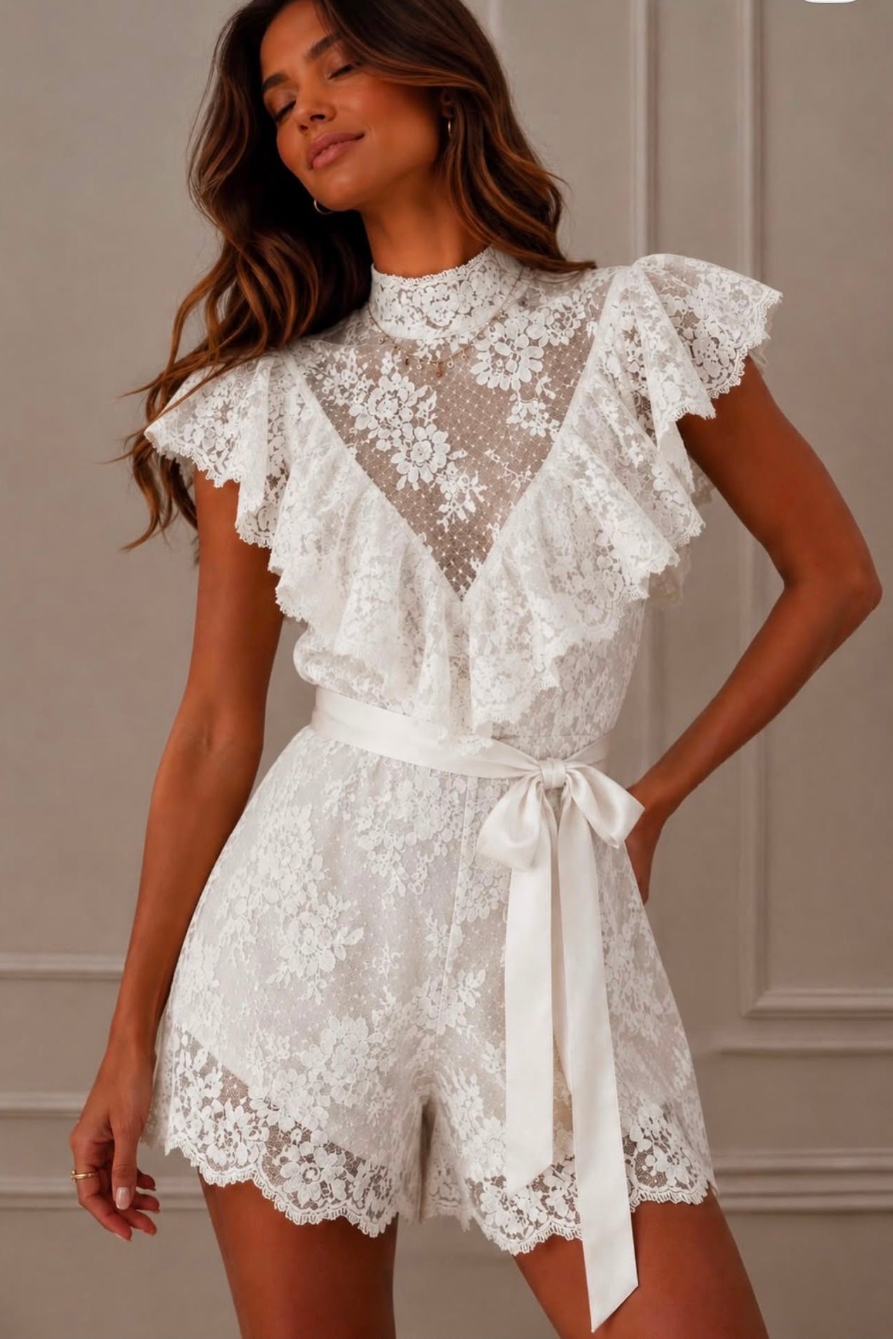 White Lace Romper