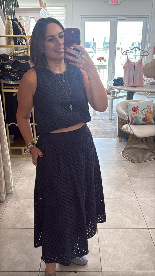 Navy Eyelet Set