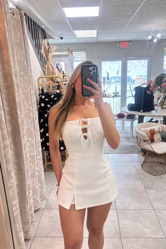 White denim romper