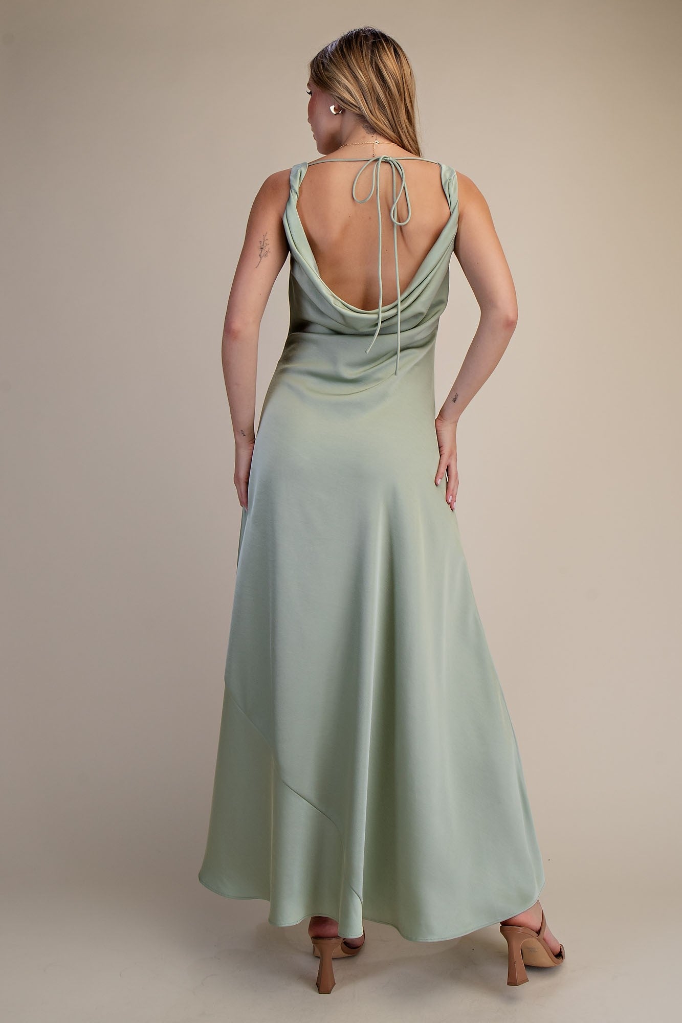 Sage satin dress