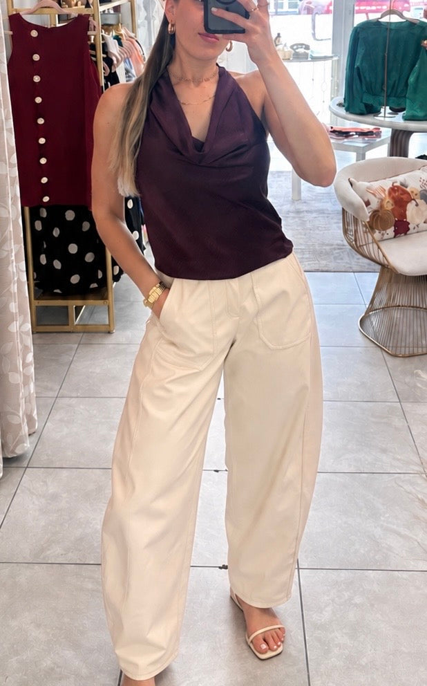 Cowl satin top