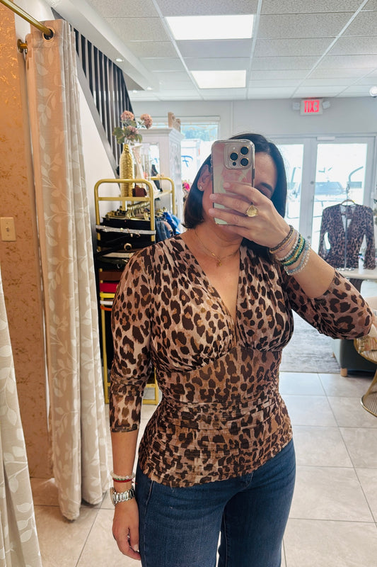 Leopard mesh top