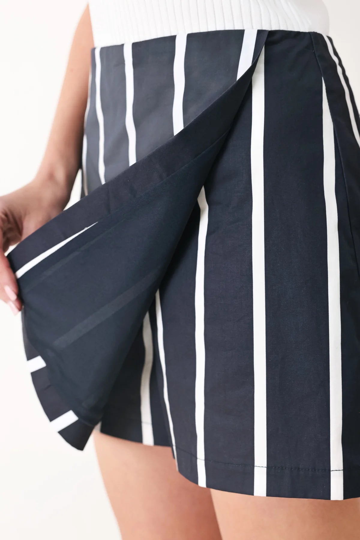 Navy Stripe Skort