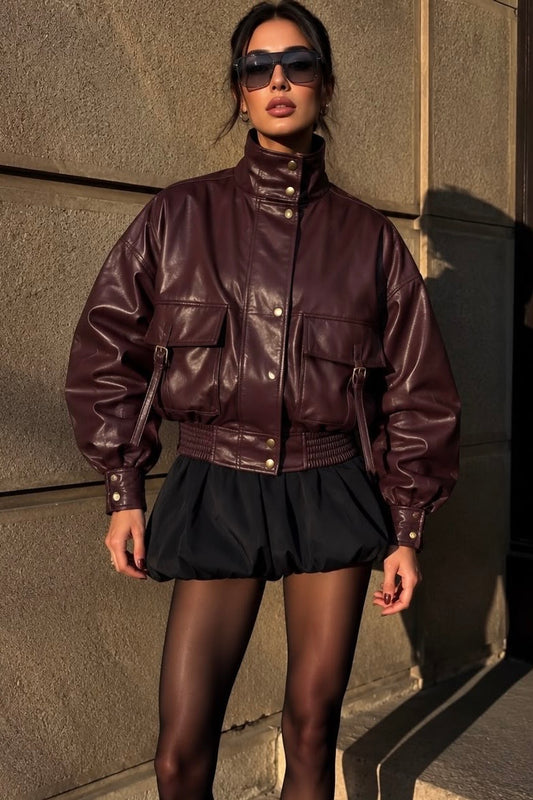 Oversized leather jacket