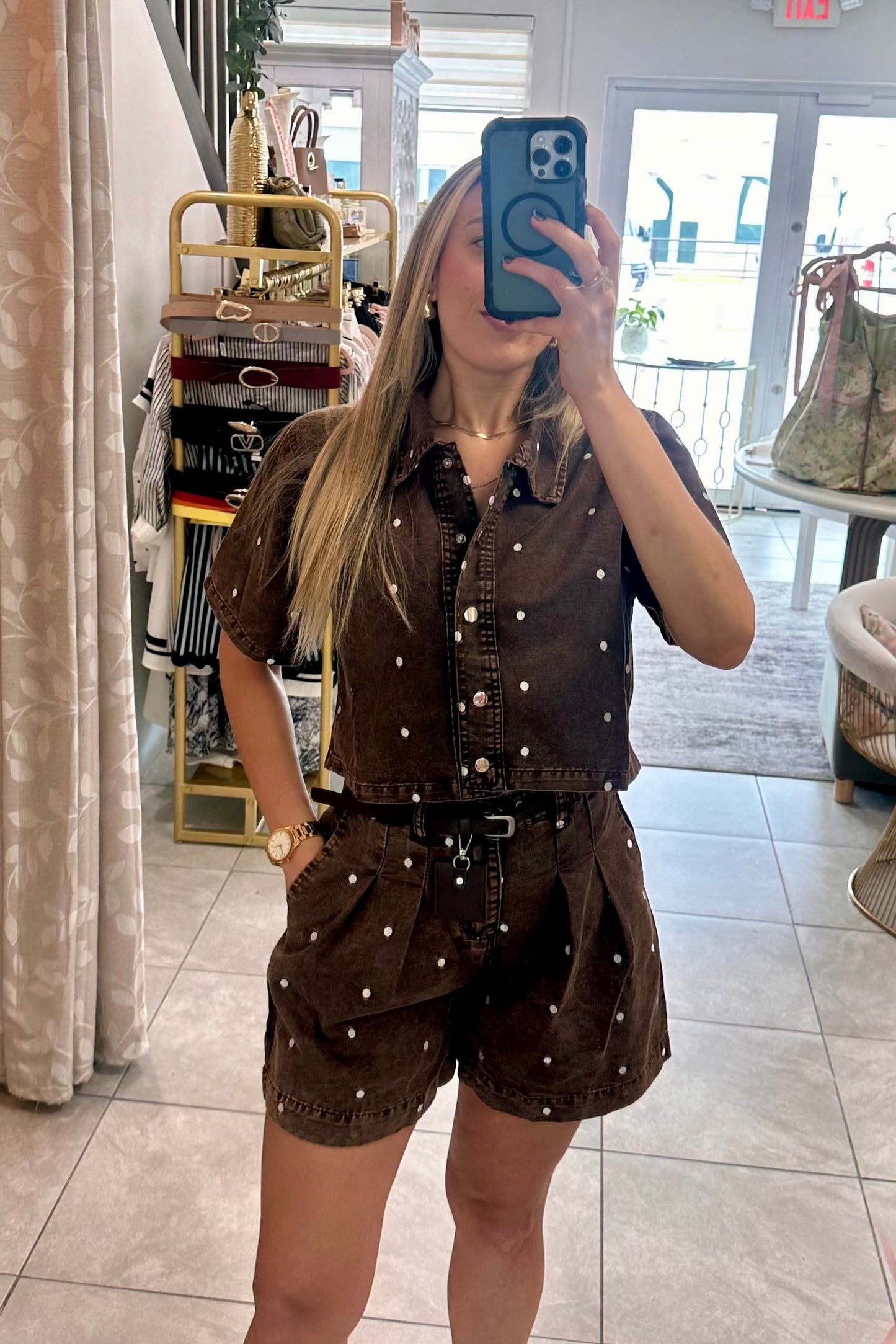 Dot's Denim Short Set