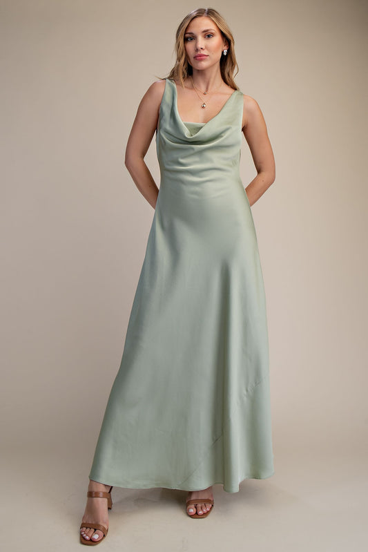 Sage satin dress