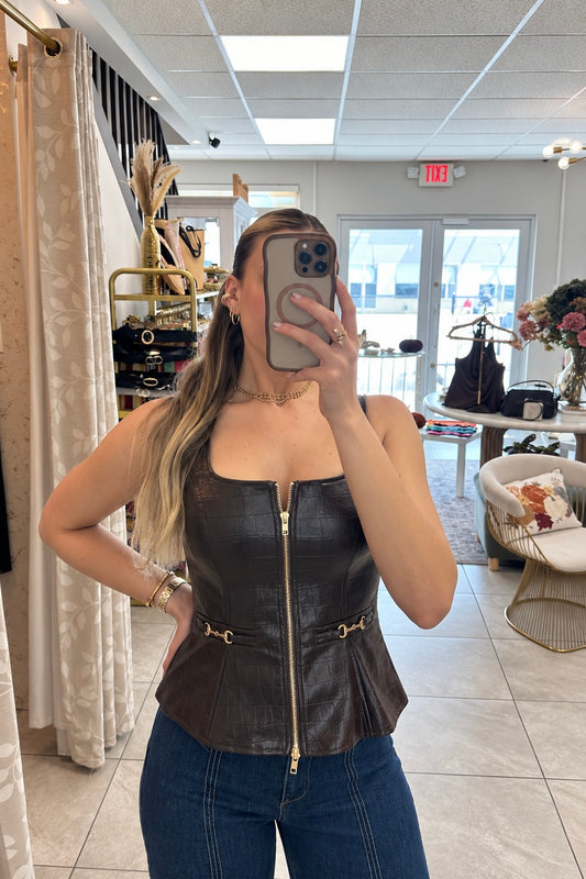 Embossed Leather Top