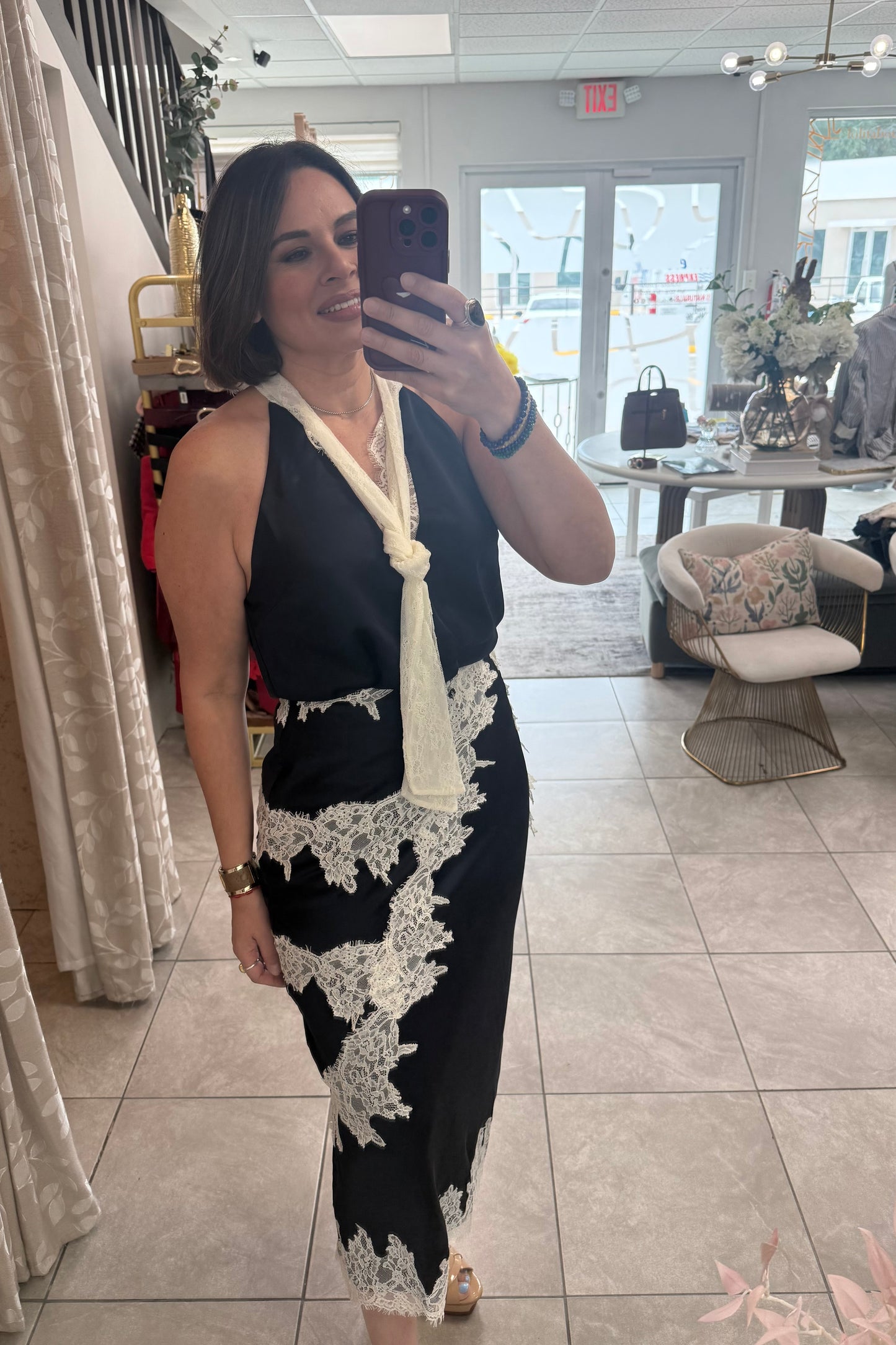 Navy & Ivory Lace Set