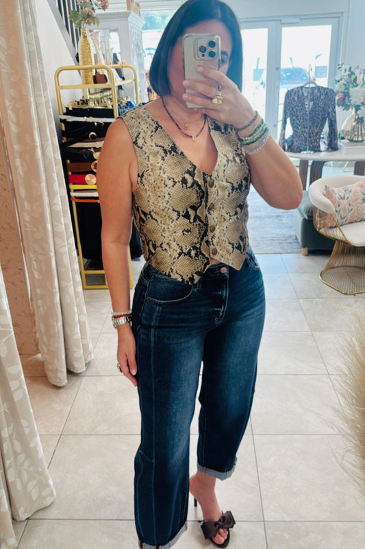 Glam Faux Leather Vest