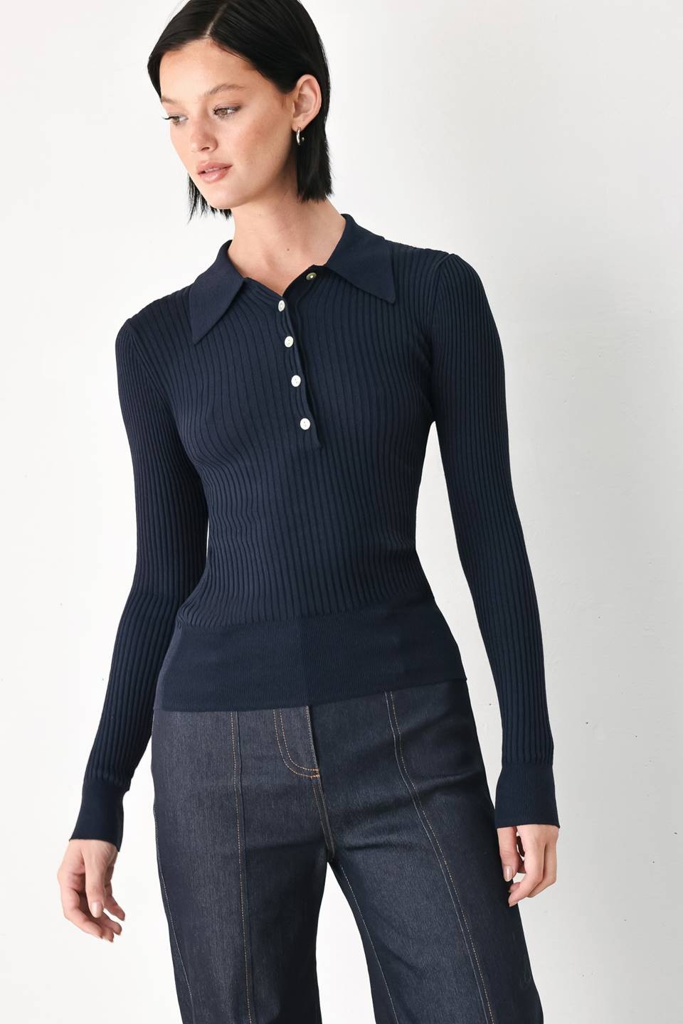 Navy Knit Top