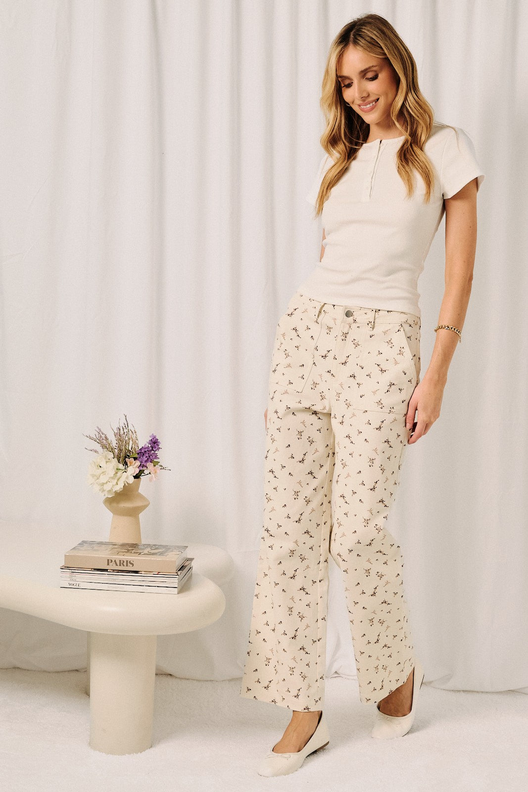 Floral twill pant