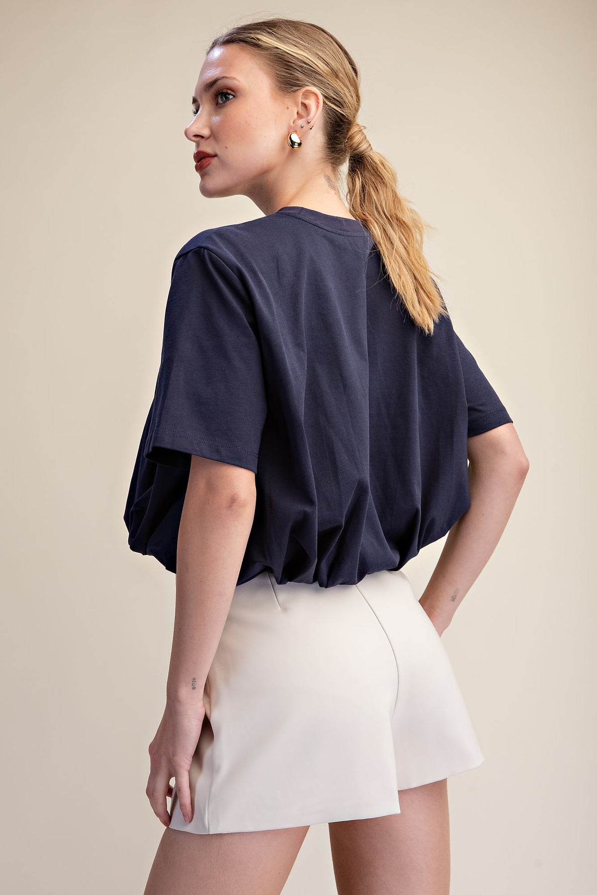 Navy Bubble Top