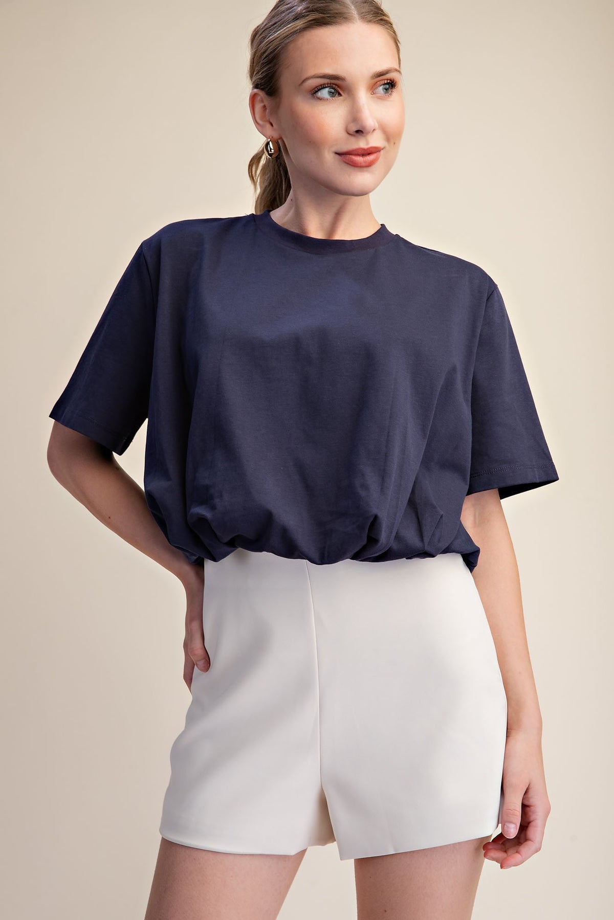 Navy Bubble Top