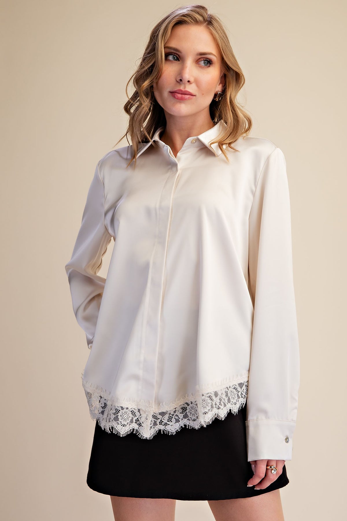 Lace Satin Effect Blouse