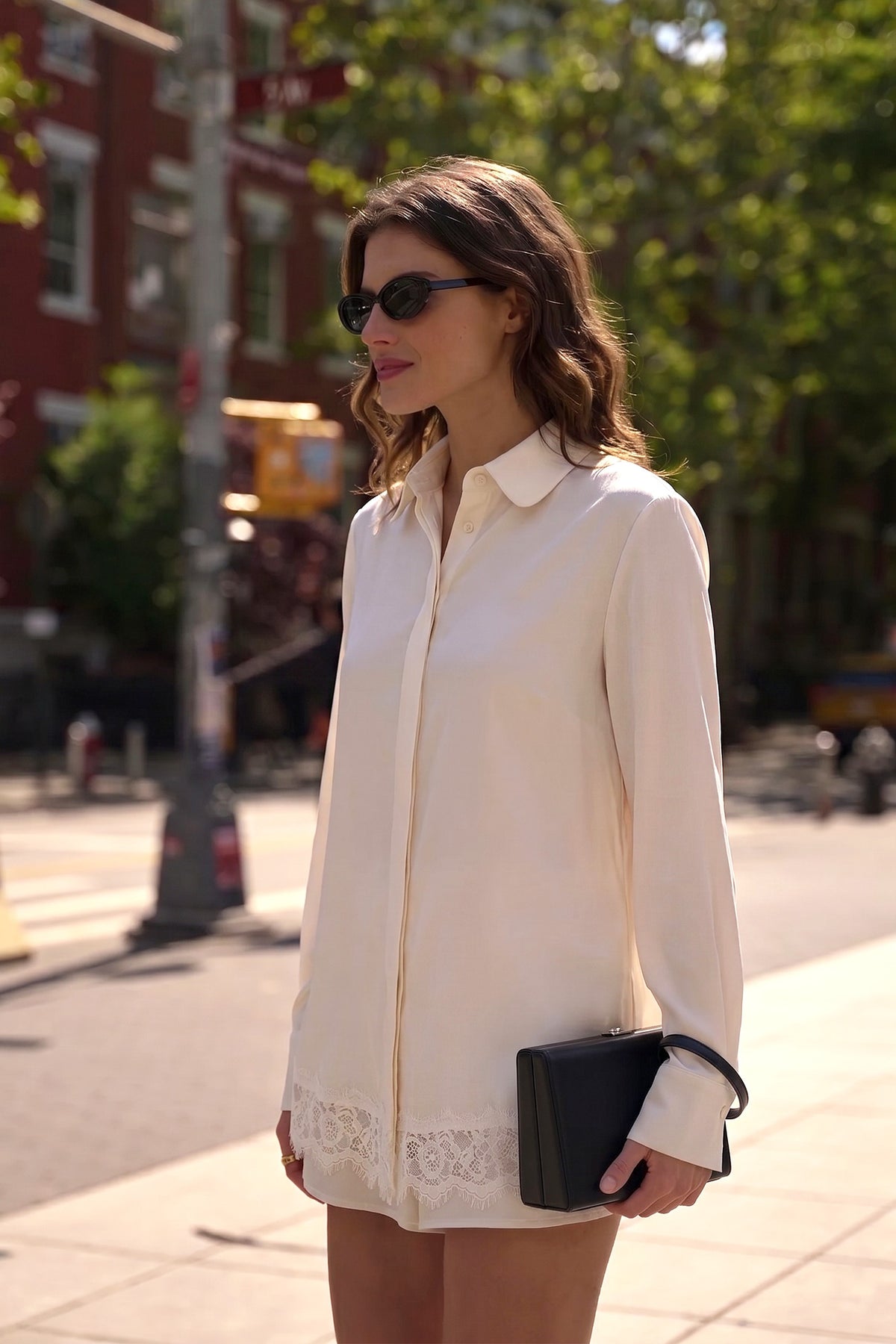 Lace Satin Effect Blouse