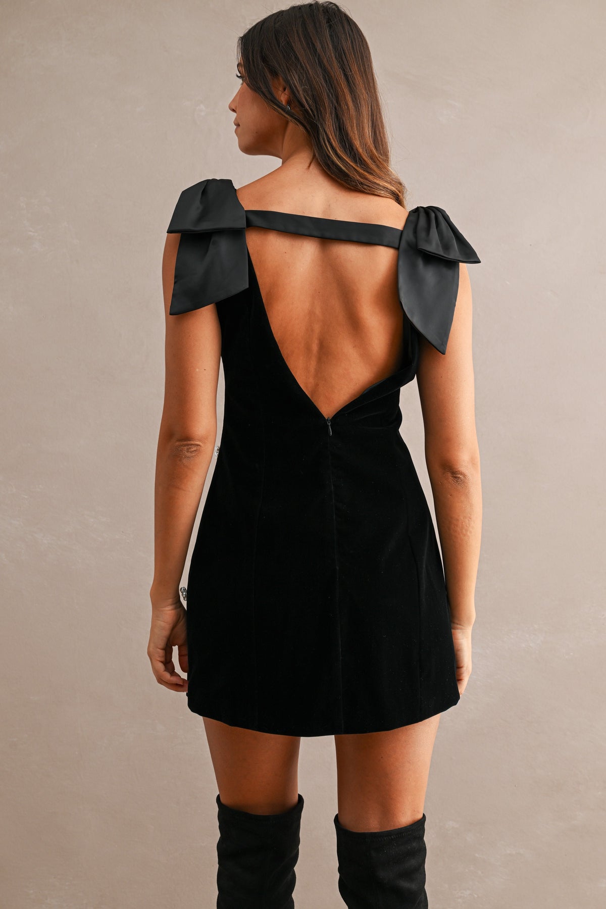 Velvet Jewel Bow Dress