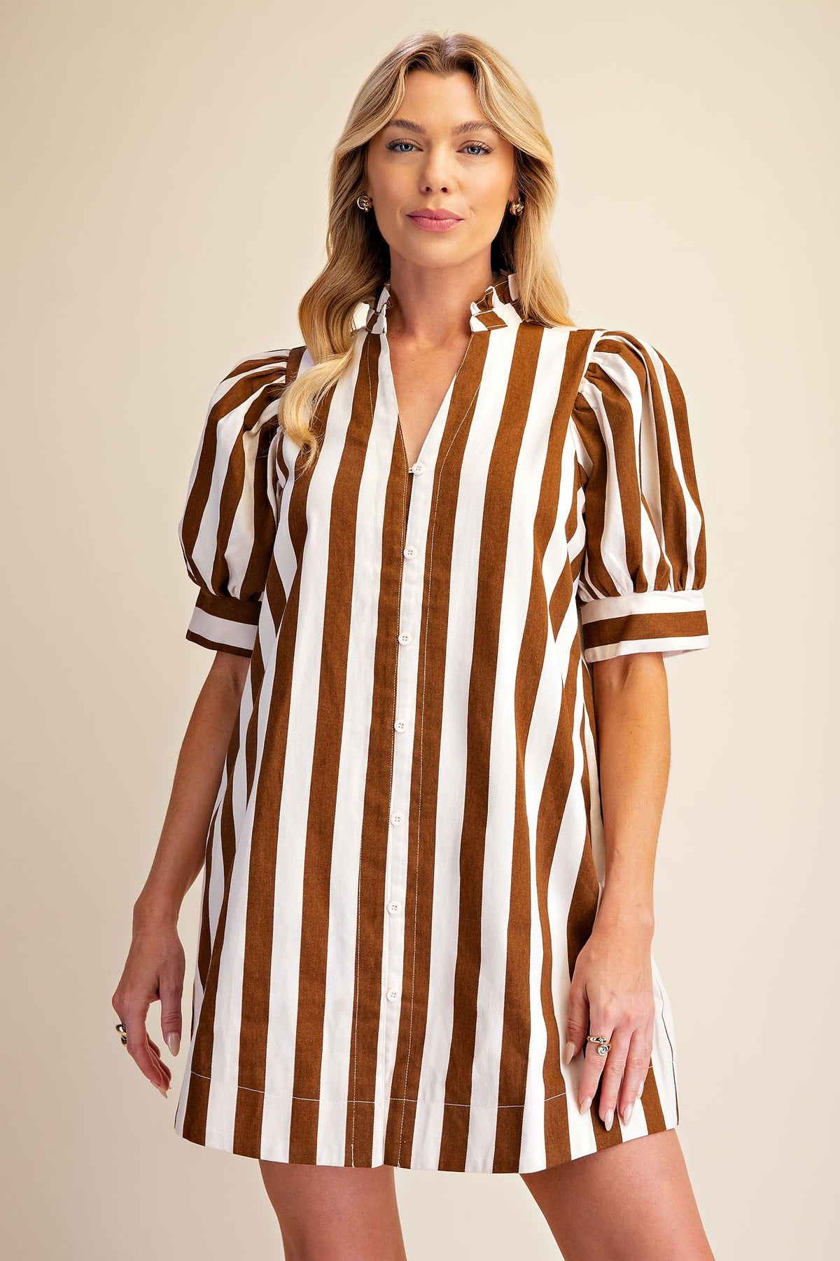 Camel Striped Dress