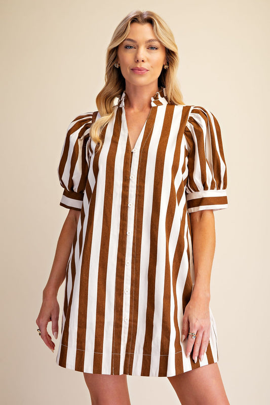 Camel Striped Dress