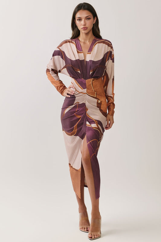 Abstract Ruched Dress