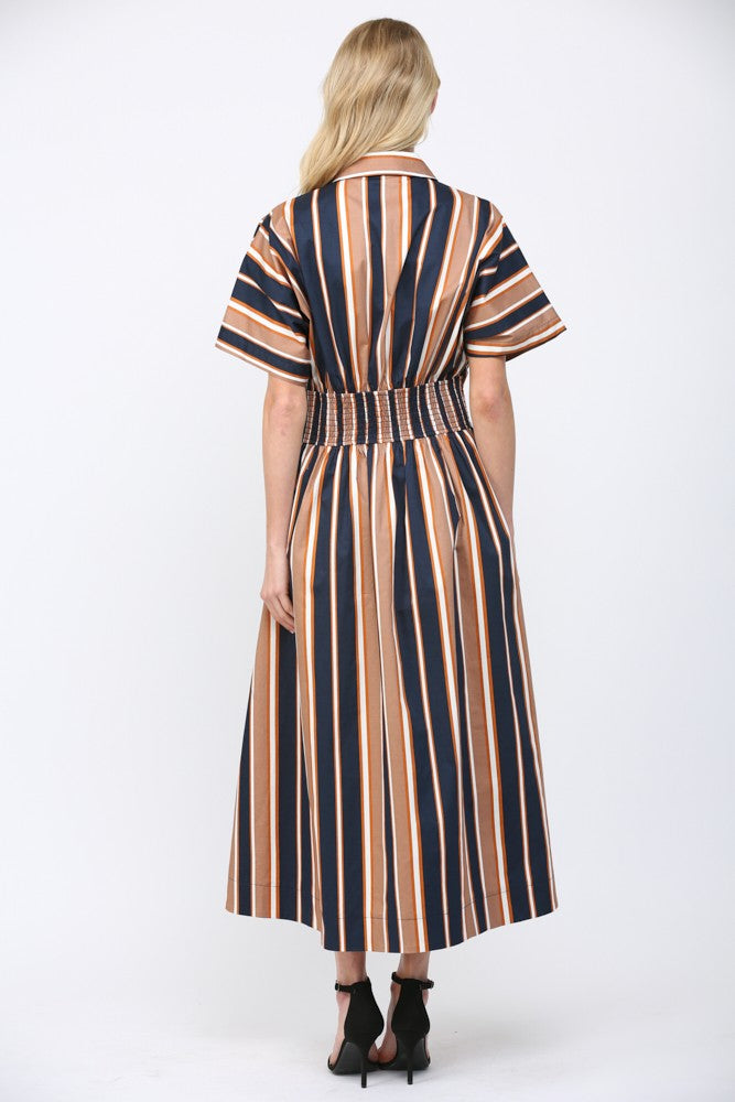 Navy stripe midi dress