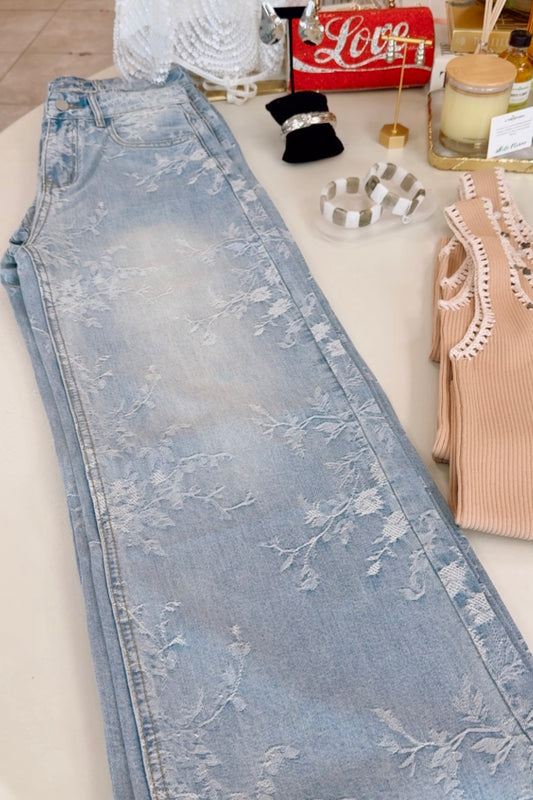 Floral Embroidery Jean