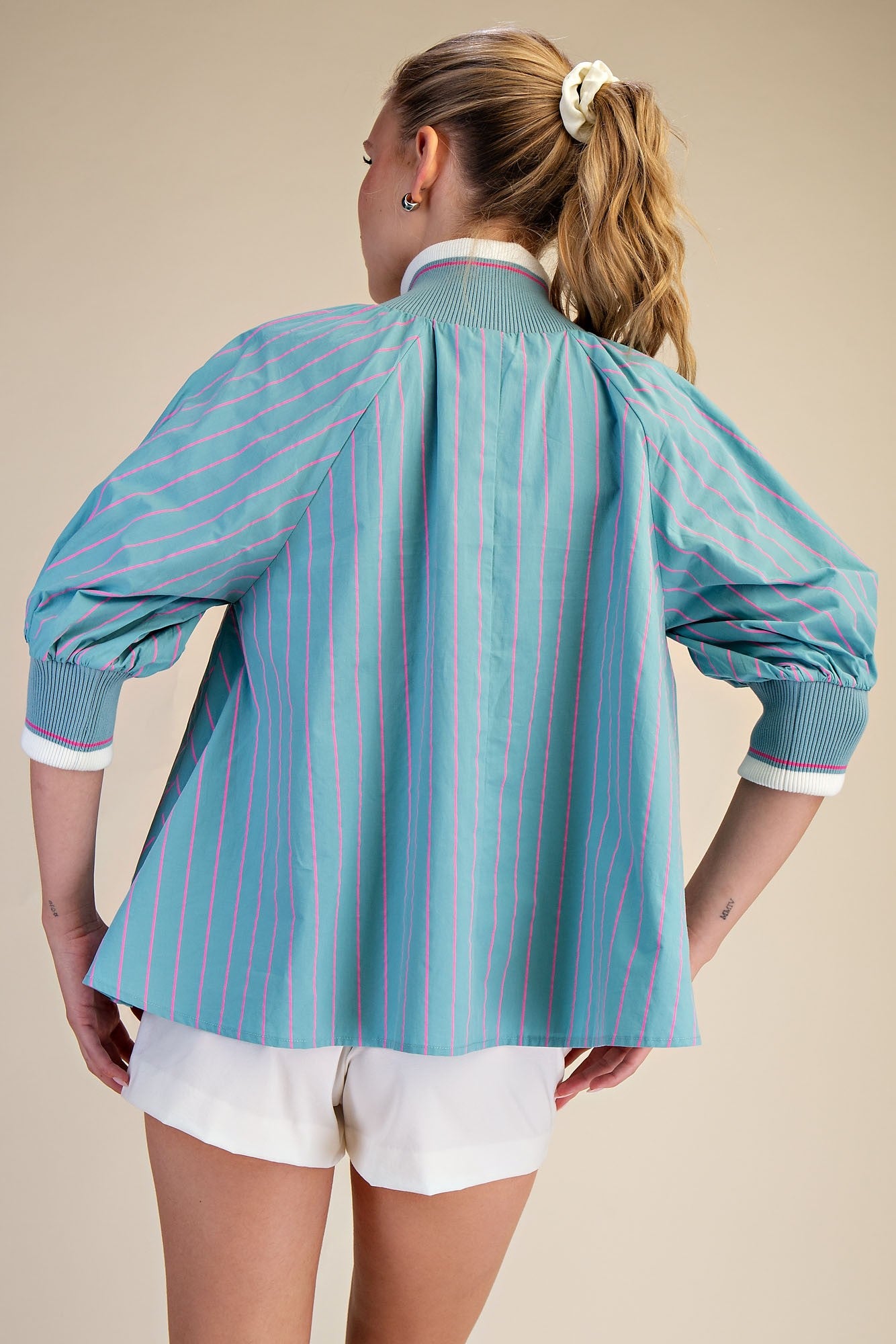 Mint stripe blouse
