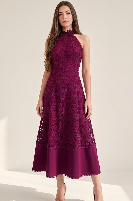 Wine Lace Dress