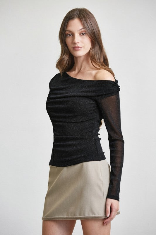 Shimmering Mesh Top