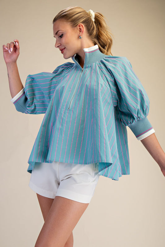Mint stripe blouse