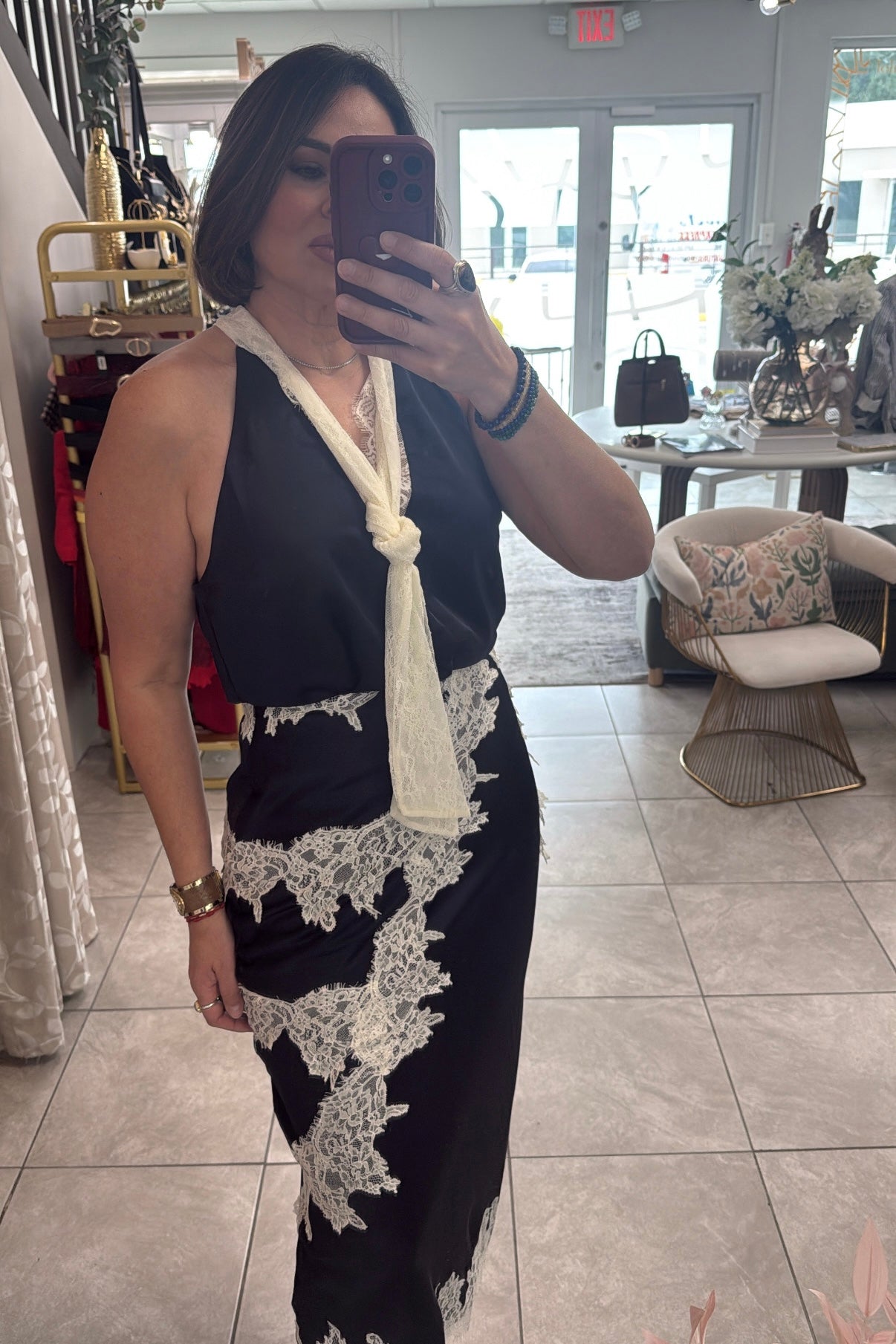 Navy & Ivory Lace Set