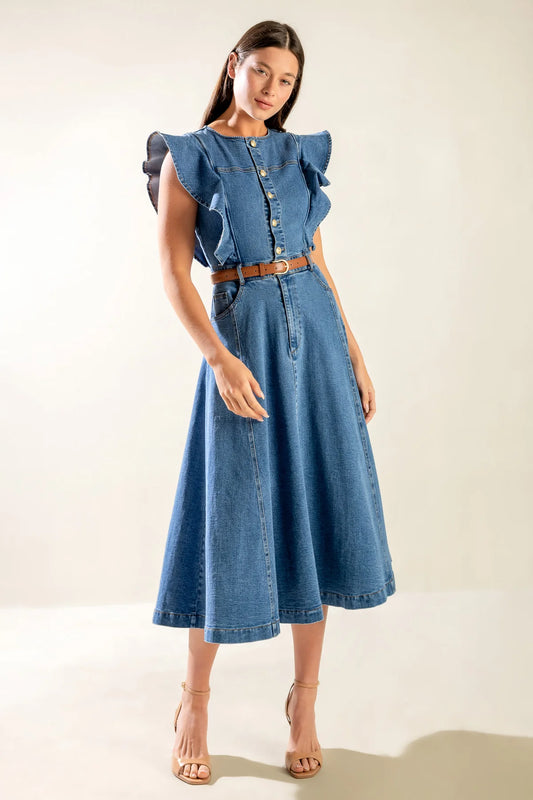 Denim midi dress