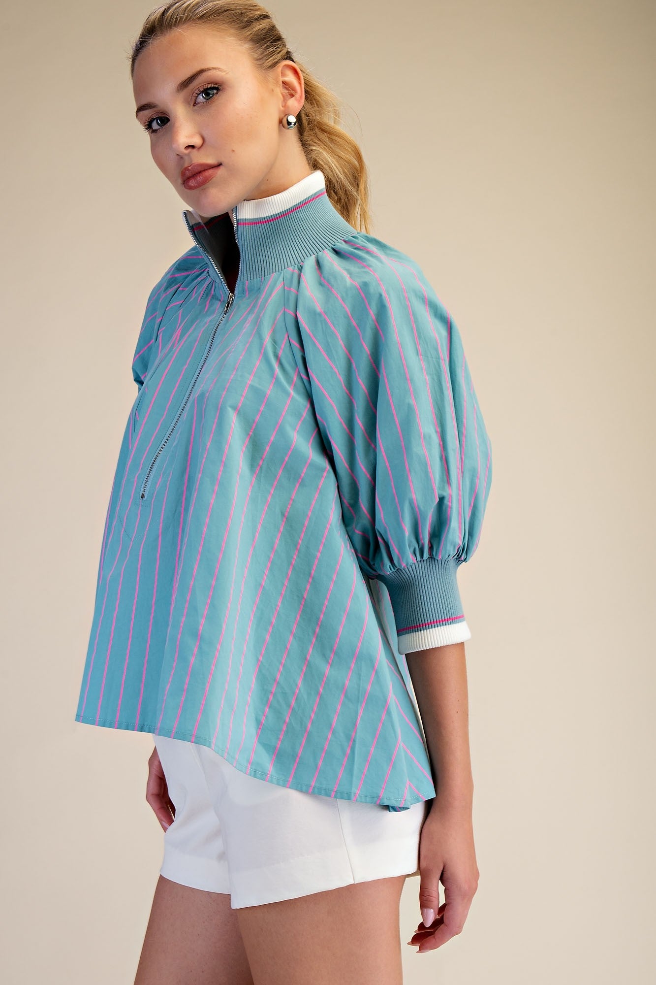 Mint stripe blouse