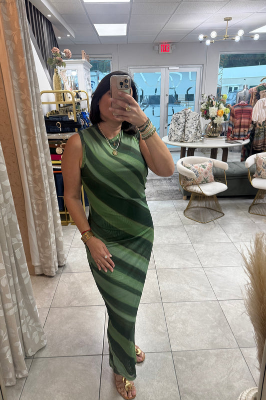 Forest Midi Mesh Dress