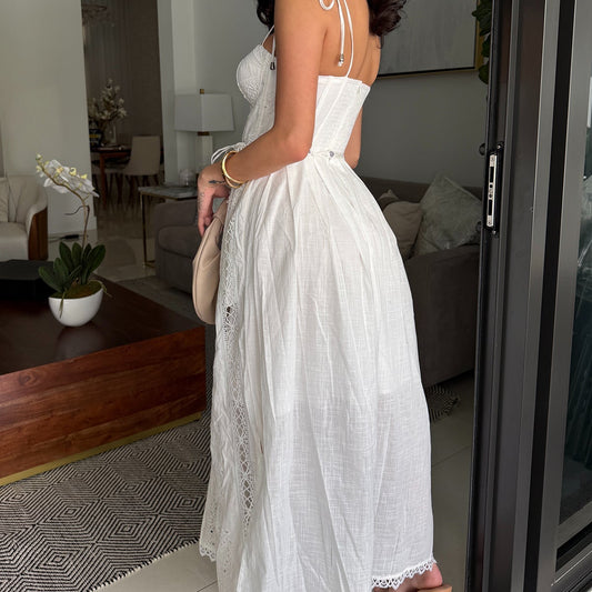 White eyelet midi dress