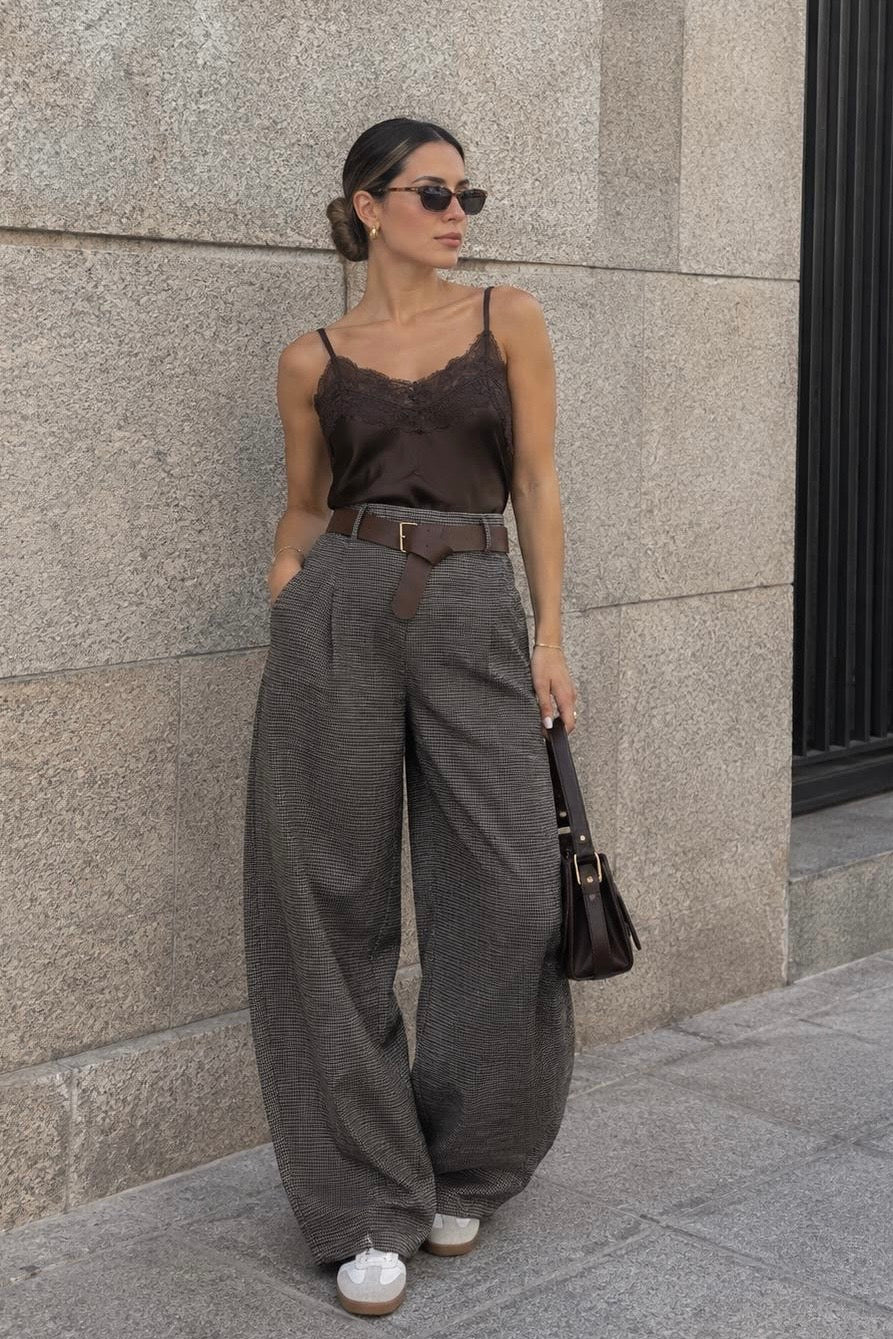 Plaid Barrel Pant