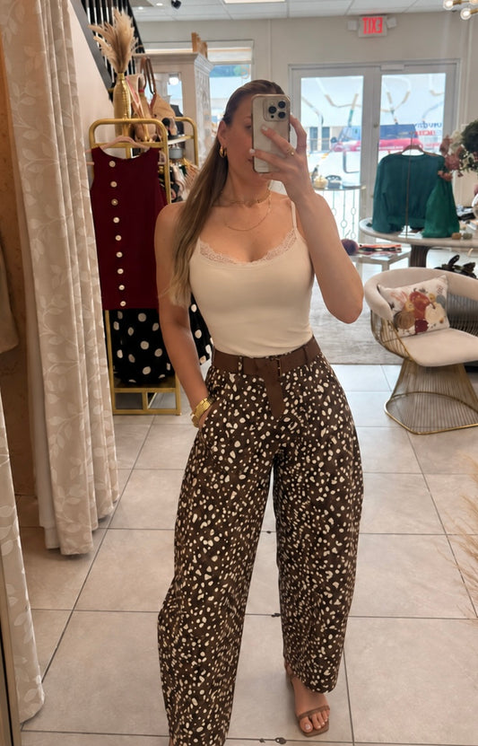 Wild print barrel pant