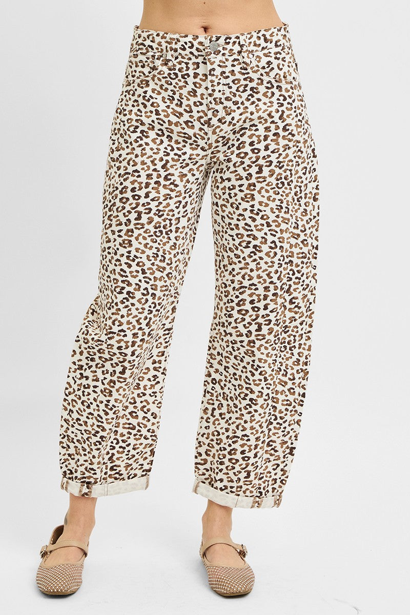 Leopard Barrel Jean