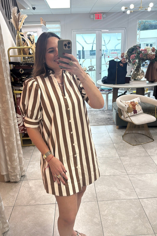Camel Striped Dress