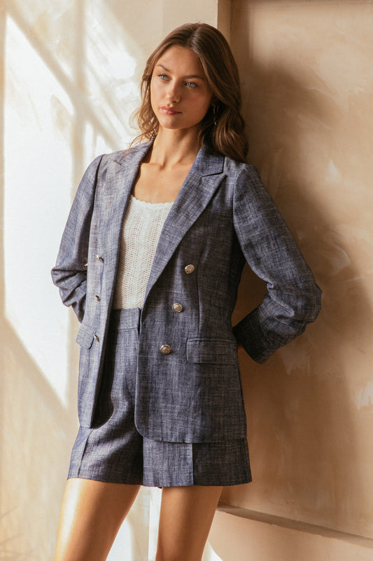 Denim Blue Linen Blazer