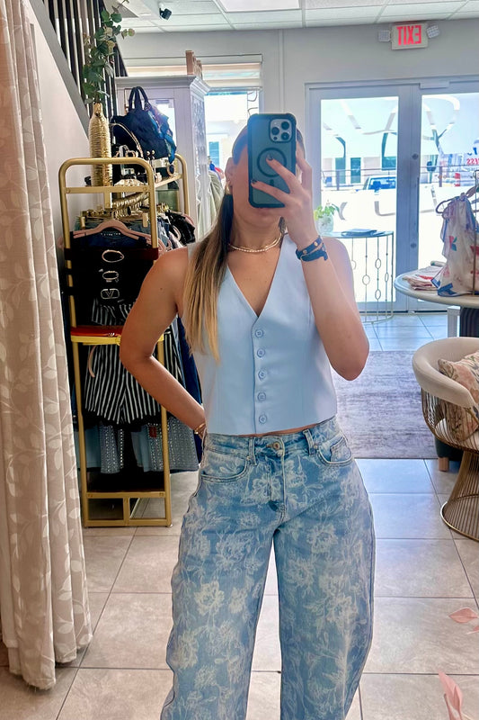 Flower Style Barrel Jean